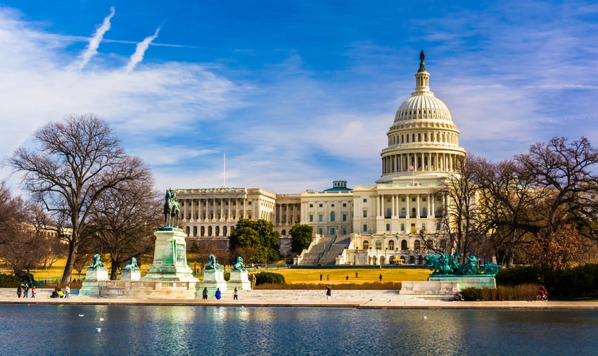 The Capitol and Reflecting Pool in Washington, DC.