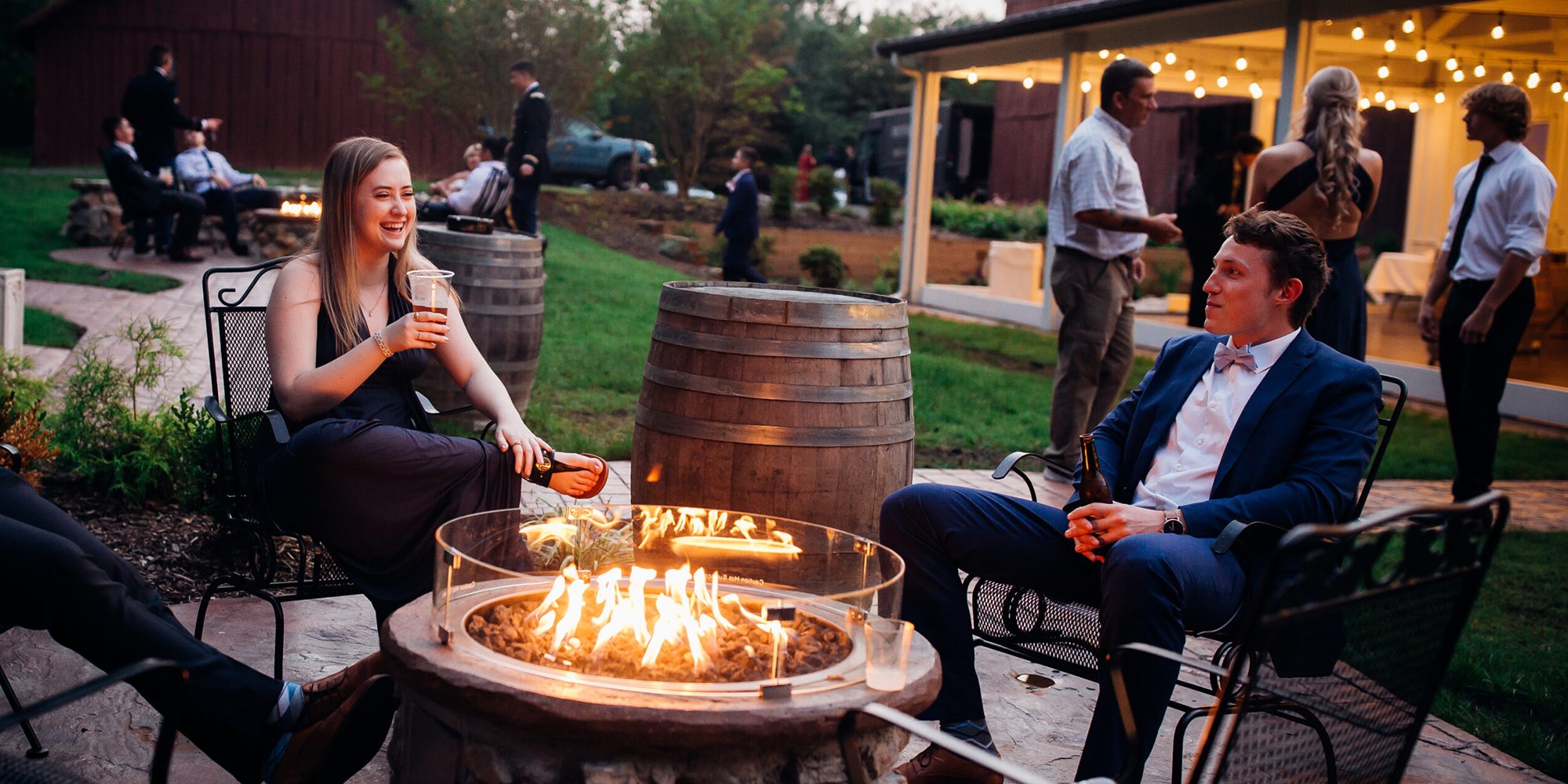 People gather for drinks and starlight at the Bel Air outdoor fire pits. 