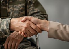 service member shaking hands